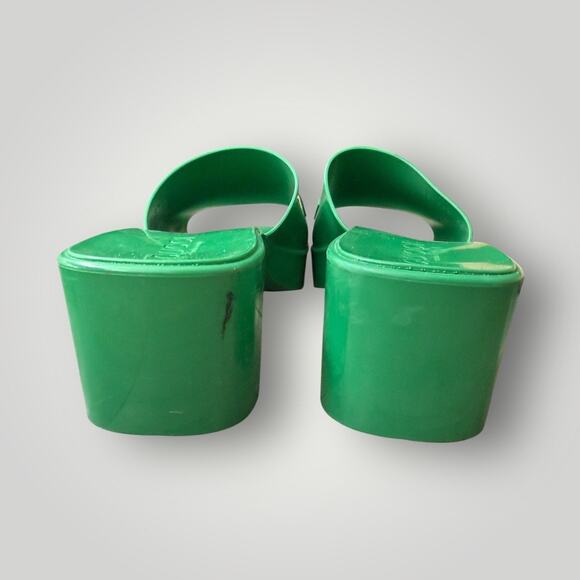 Gucci Rubber Logo Platform Slide Sandals Green - sz 40 - Picture 4 of 7